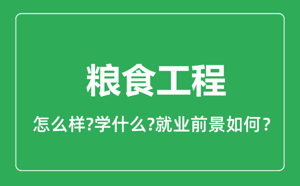 糧食工程專業(yè)怎么樣,糧食工程專業(yè)就業(yè)方向及前景分析
