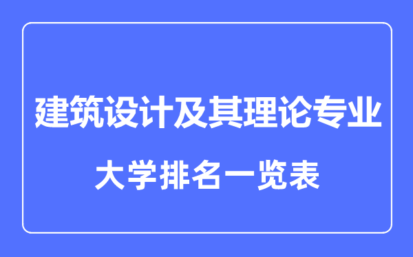 2023年全國建筑設(shè)計(jì)及其理論專業(yè)大學(xué)排名一覽表