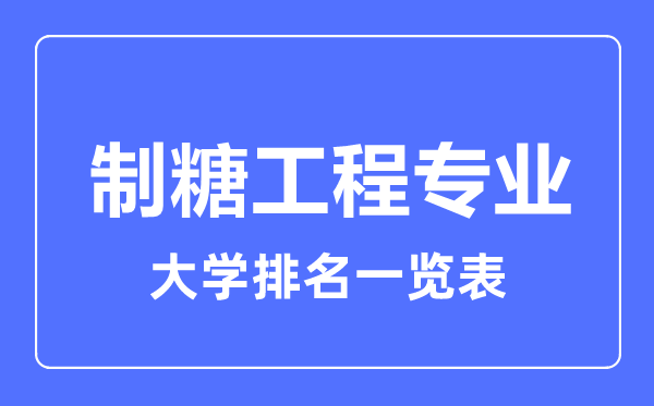 2023年全國制糖工程專業(yè)大學(xué)排名一覽表