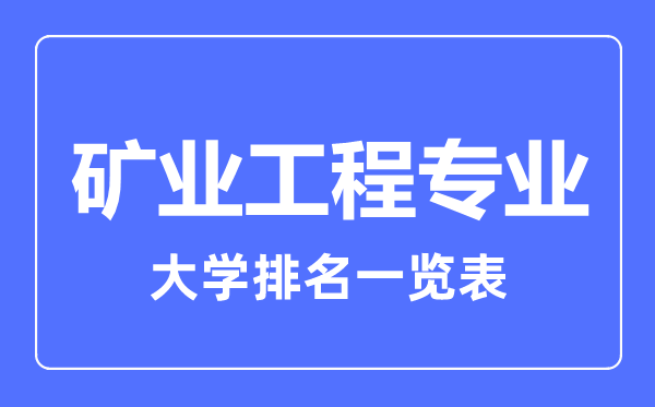 2023年全國礦業(yè)工程專業(yè)大學排名一覽表