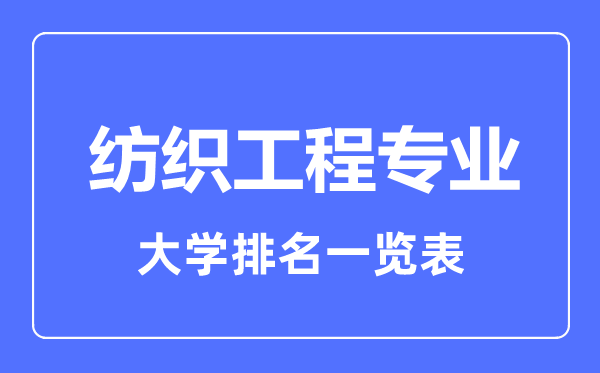 2023年全國紡織工程專業(yè)大學(xué)排名一覽表
