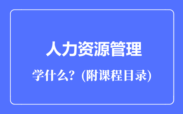 人力資源管理專業(yè)主要學(xué)什么(附課程目錄)