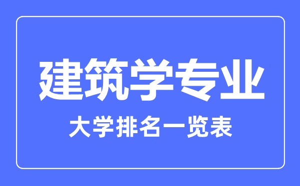2023年全國(guó)建筑學(xué)專業(yè)大學(xué)排名一覽表
