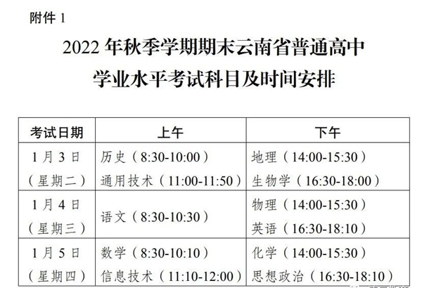 2023年云南省高中學(xué)考具體時(shí)間,云南各科會(huì)考什么時(shí)候