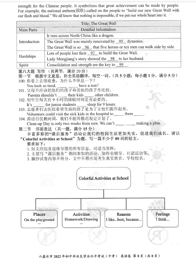 2023年六盤水市中考英語試卷真題及答案