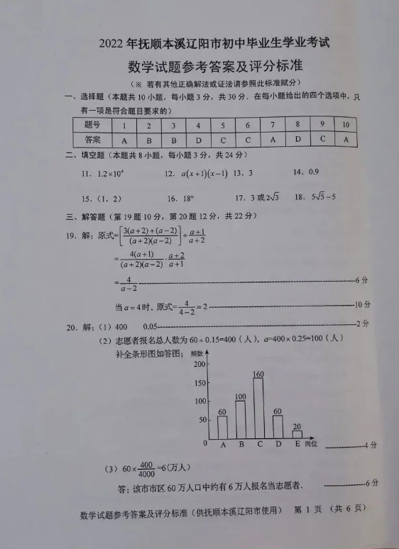 2023年遼陽市中考數(shù)學(xué)試卷真題及答案