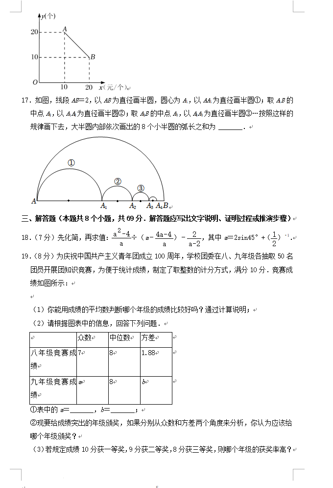 2023年聊城市中考數學試卷真題及答案
