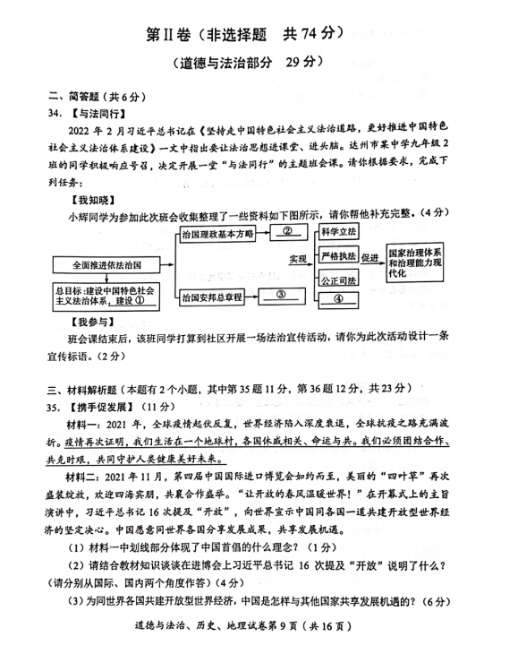 2023年達州市中考歷史真題及答案