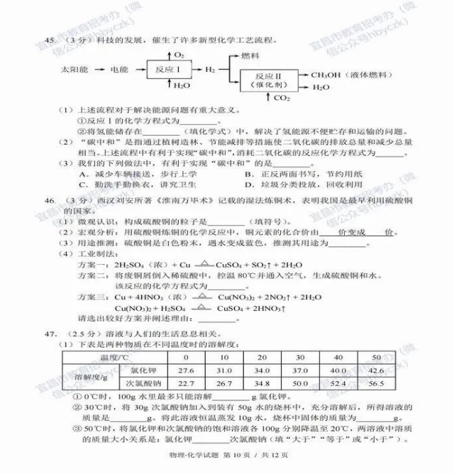 2023年宜昌市中考化學真題及答案