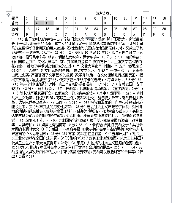 2023年衡陽市中考?xì)v史試卷真題及答案