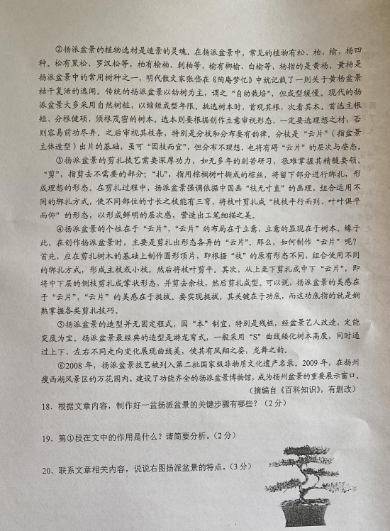 2023年云南中考語(yǔ)文試卷真題及答案