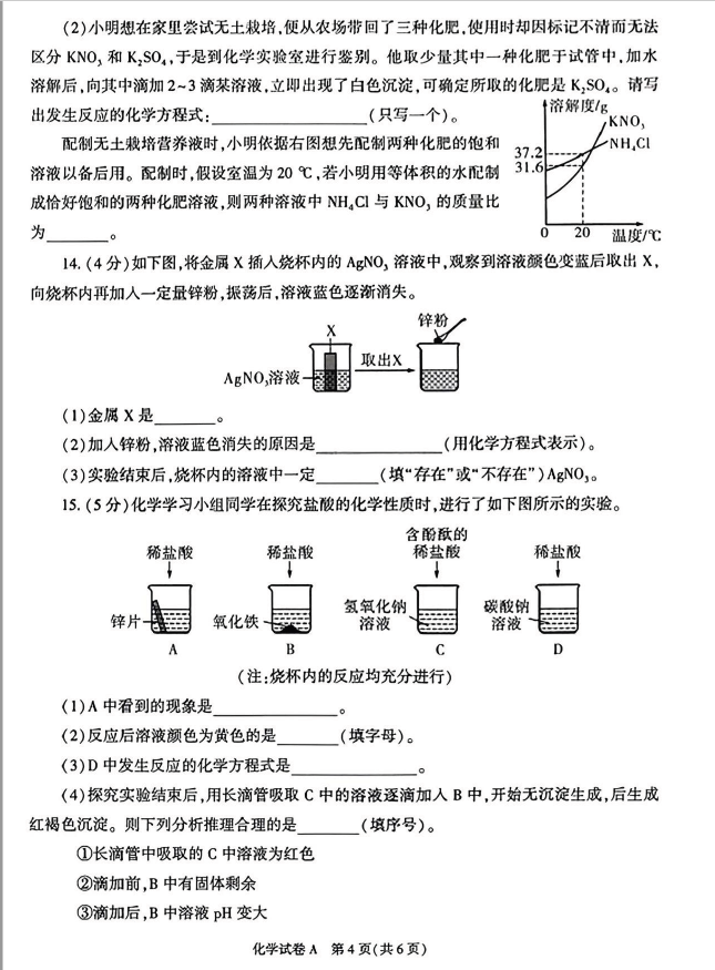 2023年陜西中考化學(xué)試卷真題及答案