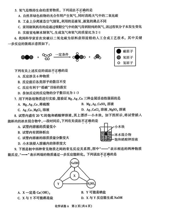 2023年陜西中考化學試卷真題及答案