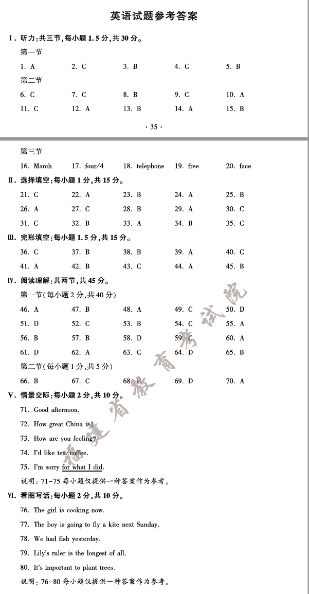 2023年福建中考英語試卷真題及答案
