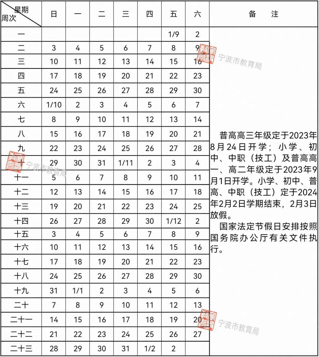 2024年寧波中小學寒假放假時間表,寧波寒假多少天