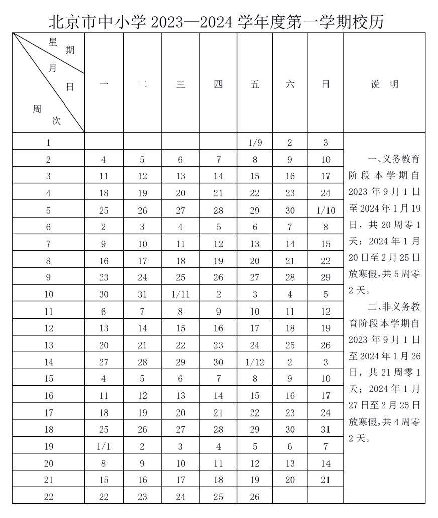 2024年北京中小學寒假放假時間表,北京寒假多少天