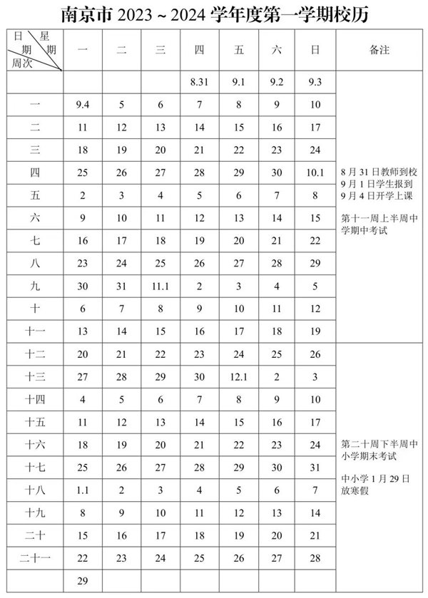 2024年南京中小學(xué)寒假放假時間表,南京寒假多少天
