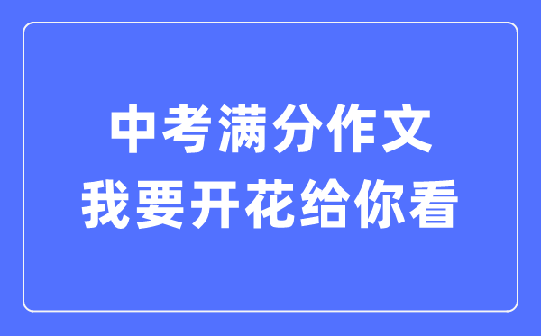 中考滿分作文:我要開(kāi)花給你看