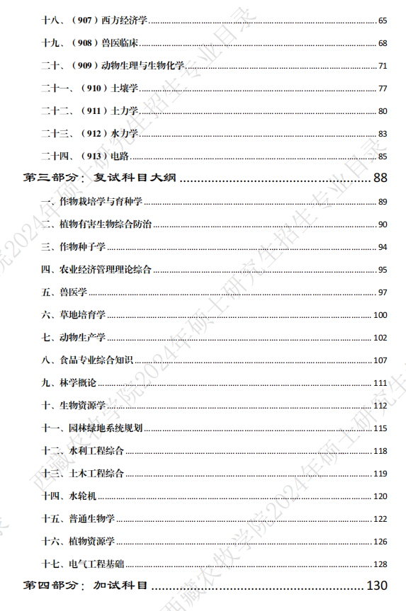 西藏農(nóng)牧學(xué)院2024碩士研究生招生專業(yè)目錄及考試科目