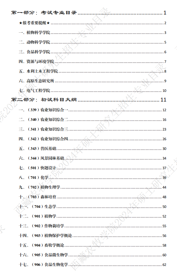 西藏農(nóng)牧學(xué)院2024碩士研究生招生專業(yè)目錄及考試科目