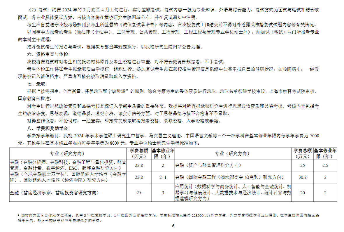 2024年上海財(cái)經(jīng)大學(xué)研究生招生簡(jiǎn)章及各專業(yè)招生計(jì)劃人數(shù)