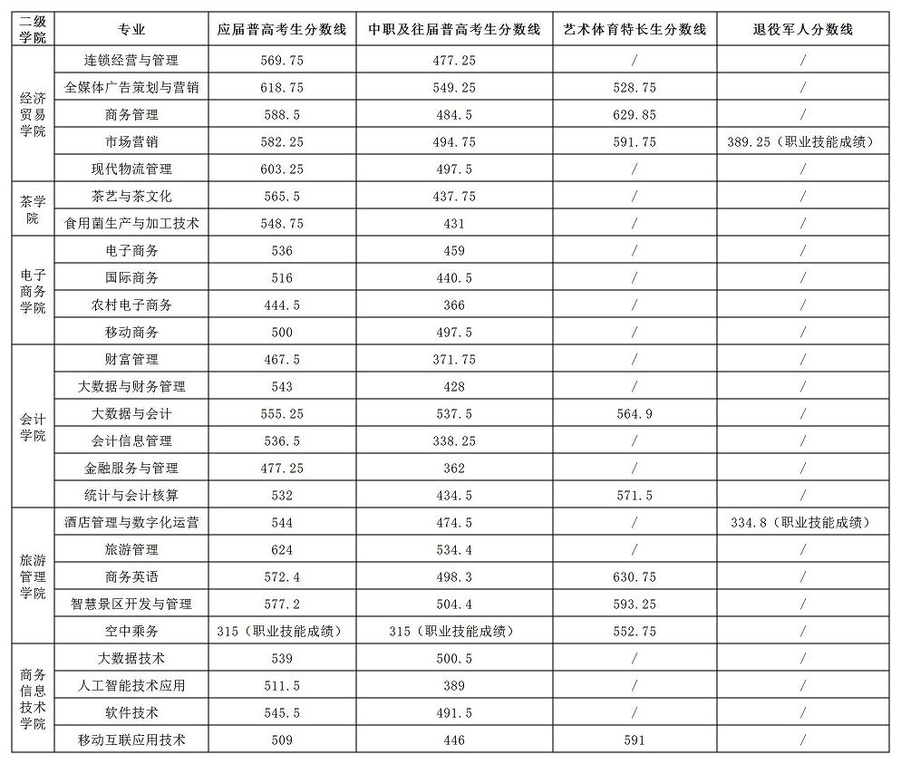 2024年湖南商務職業(yè)技術學院單招錄取分數(shù)線