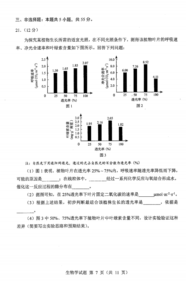 新高考2024七省聯(lián)考生物試卷及答案解析