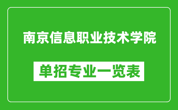 南京信息職業(yè)技術(shù)學院單招專業(yè)一覽表