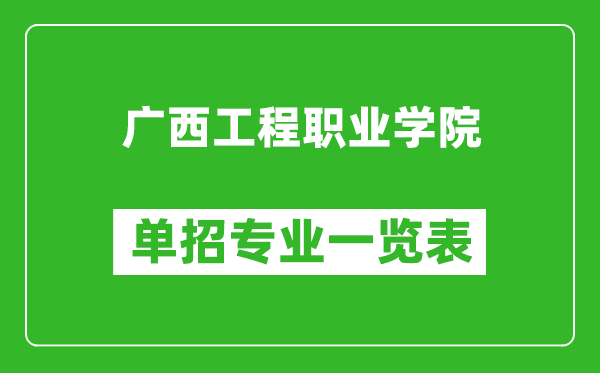 廣西工程職業(yè)學(xué)院單招專業(yè)一覽表