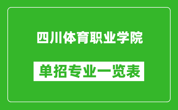 四川體育職業(yè)學(xué)院單招專業(yè)一覽表
