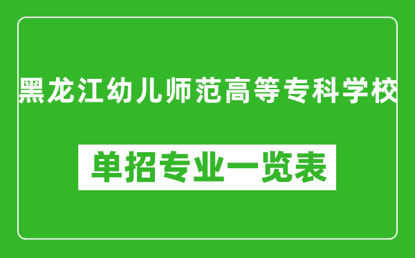 黑龍江幼兒師范高等?？茖W校單招專業(yè)一覽表