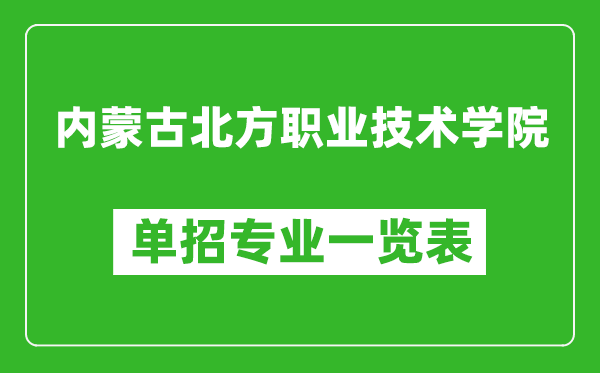 內(nèi)蒙古北方職業(yè)技術學院單招專業(yè)一覽表