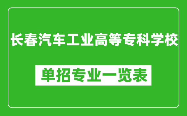 長(zhǎng)春汽車工業(yè)高等?？茖W(xué)校單招專業(yè)一覽表