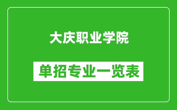 大慶職業(yè)學院單招專業(yè)一覽表