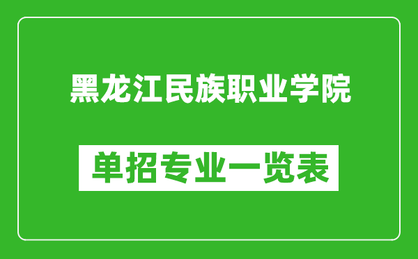 黑龍江民族職業(yè)學(xué)院單招專業(yè)一覽表