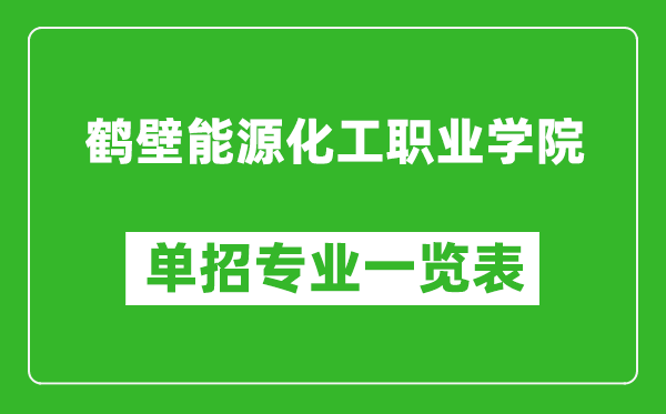 鶴壁能源化工職業(yè)學院單招專業(yè)一覽表