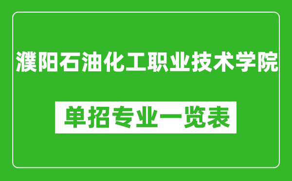 濮陽石油化工職業(yè)技術(shù)學(xué)院?jiǎn)握袑I(yè)一覽表