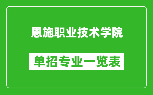 恩施職業(yè)技術學院單招專業(yè)一覽表