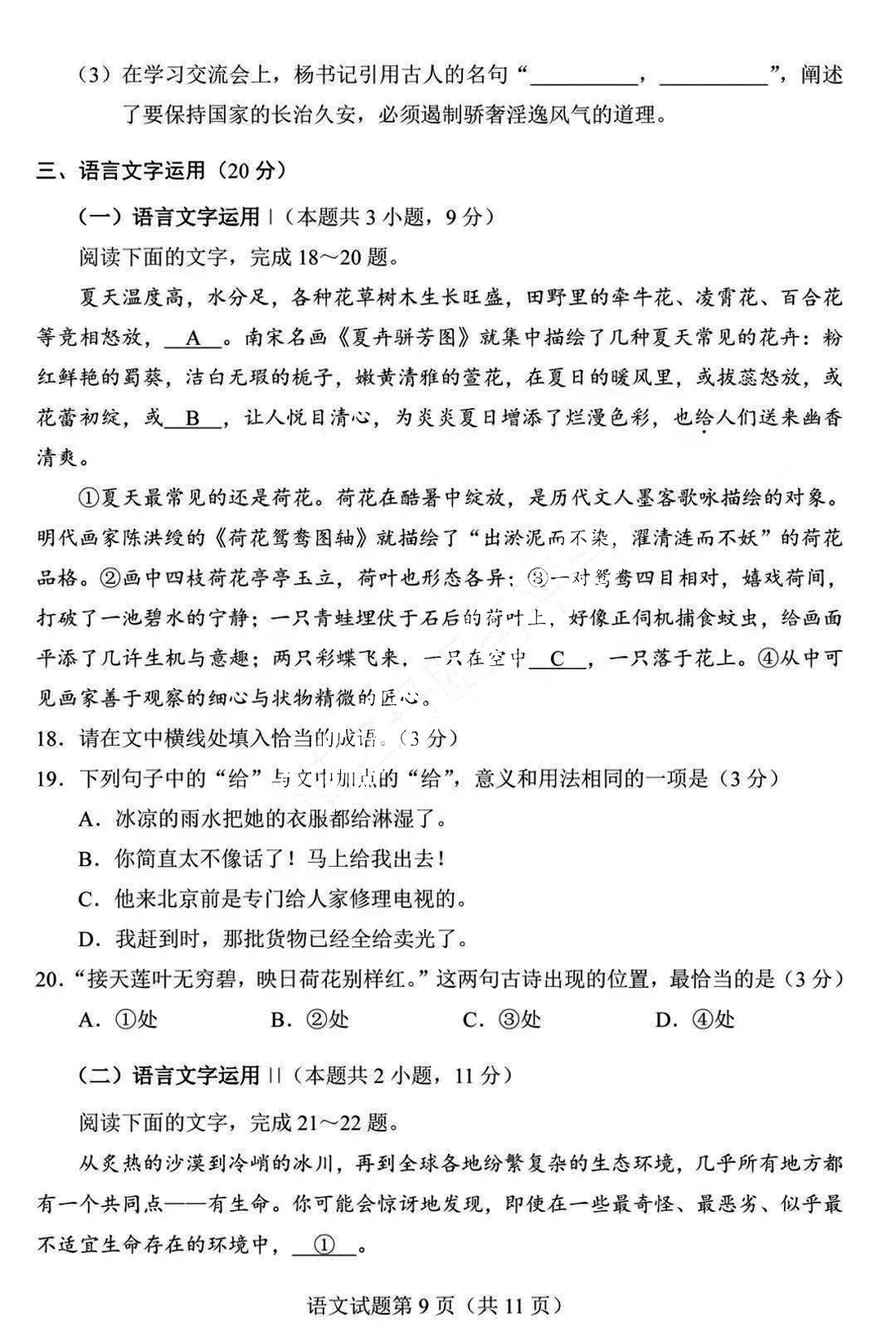 新高考2024年七省聯(lián)考語文試卷及答案解析