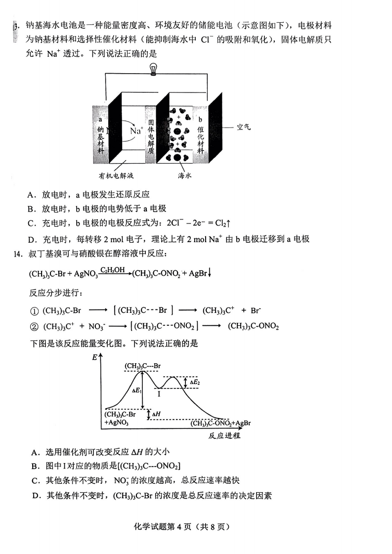 2024年九省聯(lián)考化學(xué)試卷及答案解析