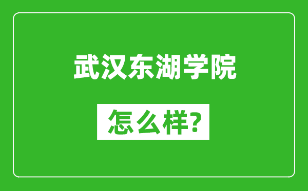 武漢東湖學院怎么樣好不好,值得報考嗎？
