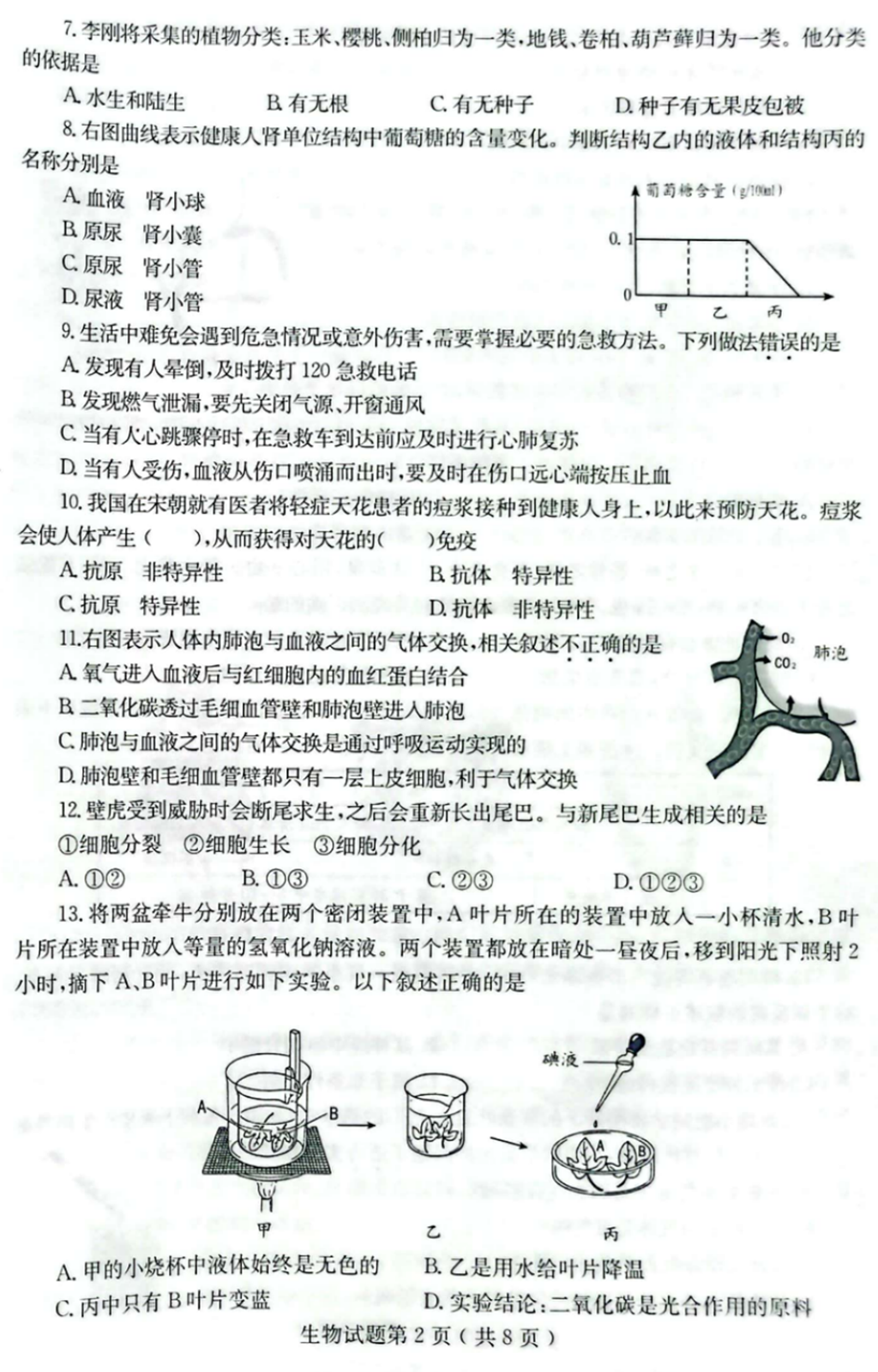 2024年煙臺中考生物試卷真題及答案解析