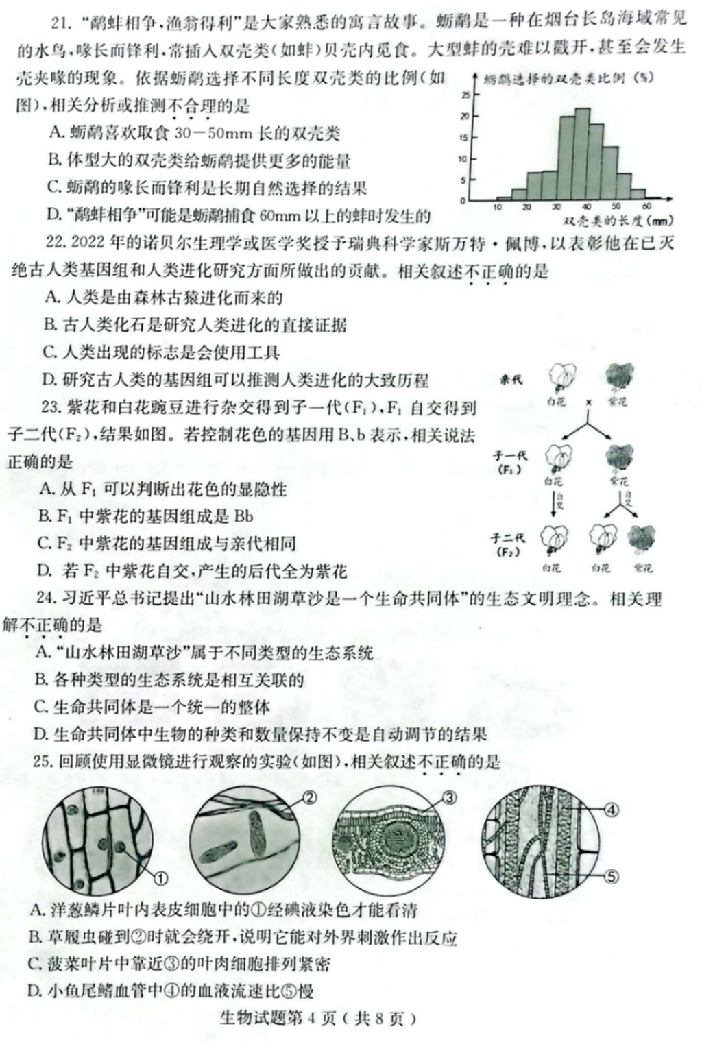 2024年煙臺中考生物試卷真題及答案解析
