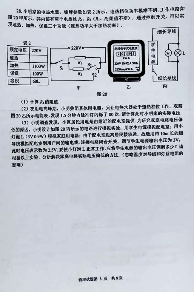 2024年威海中考物理試卷真題及答案解析