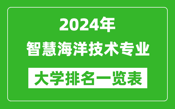 2024年全國智慧海洋技術(shù)專業(yè)大學排名一覽表