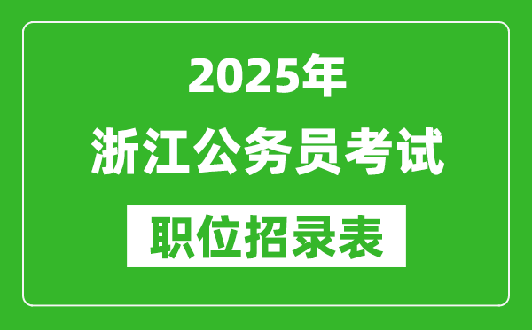 2025年浙江公務員考試職位表匯總,省考崗位招錄表