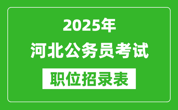 2025年河北公務員考試職位表匯總,省考崗位招錄表