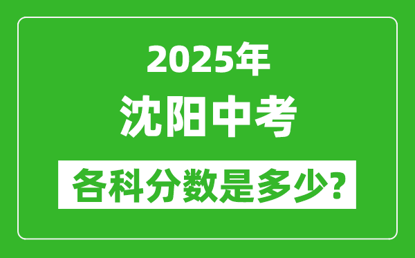 2025沈陽中考科目及各科分?jǐn)?shù)是多少？