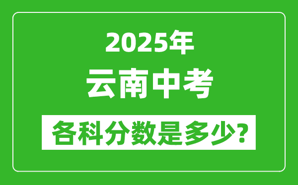 2025云南中考科目及各科分?jǐn)?shù)是多少？