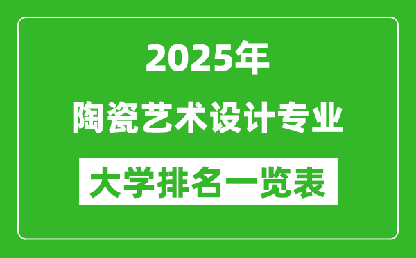 全國陶瓷藝術設計專業(yè)最好的大學排名一覽表(2025最新)